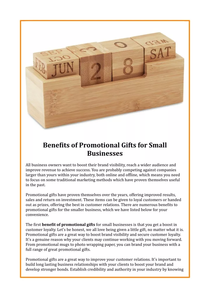 benefits of promotional gifts for small businesses n.