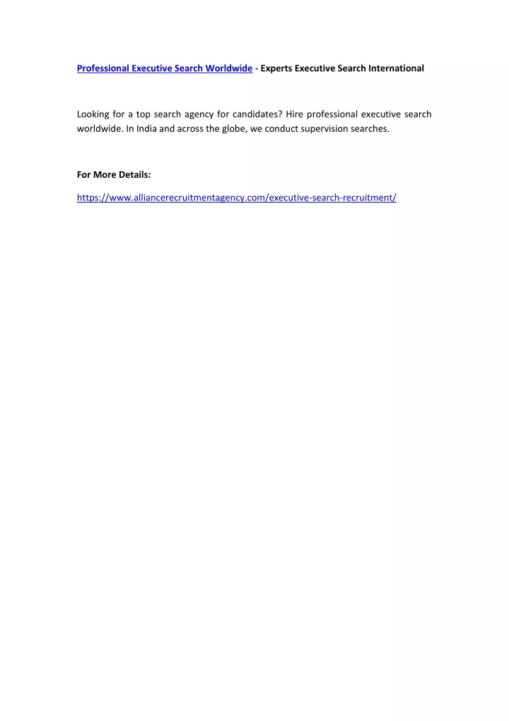 professional executive search worldwide experts n.