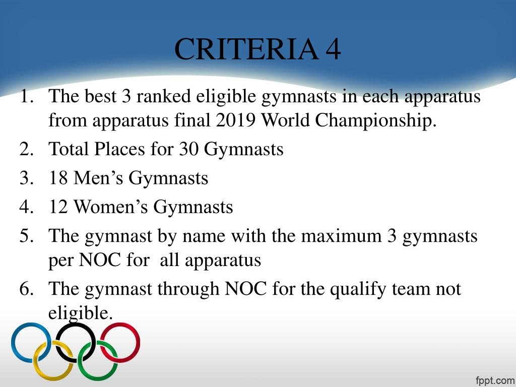 PPT Qualifying criteria Olympic gymnastics and tie breaking system