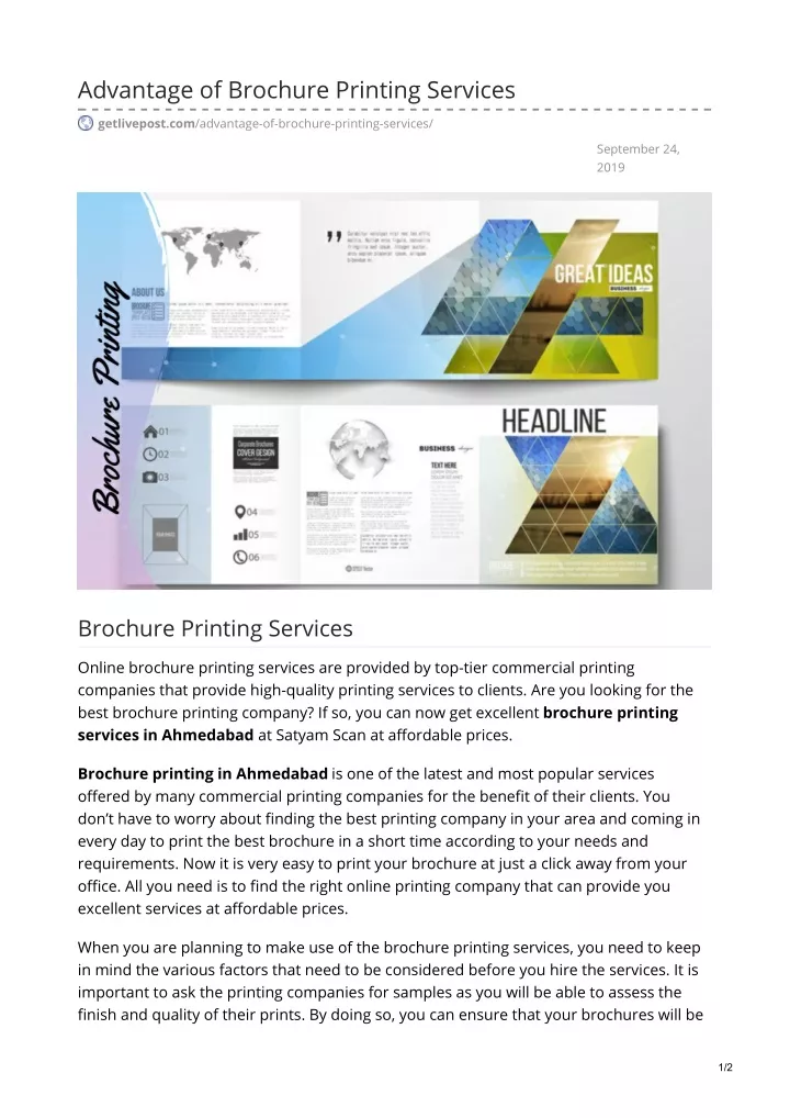 advantage of brochure printing services n.