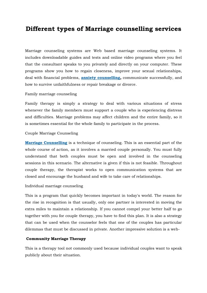 PPT - Different Types Of Marriage Counselling Services PowerPoint ...