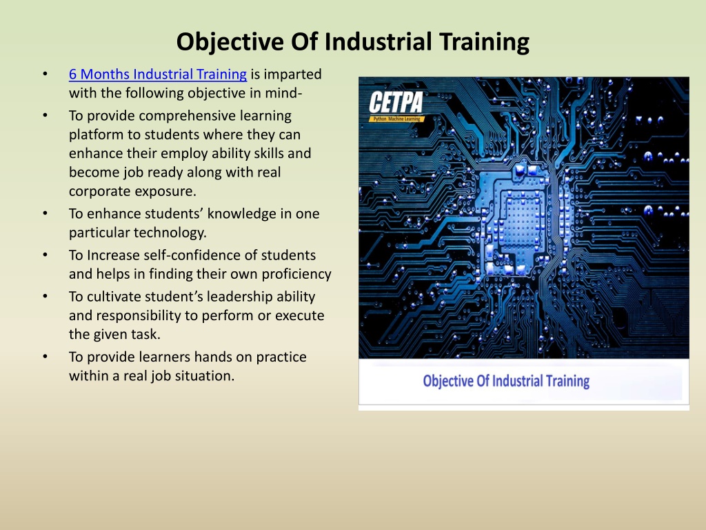 PPT About Industrial Training It’s Importance, Objectives,