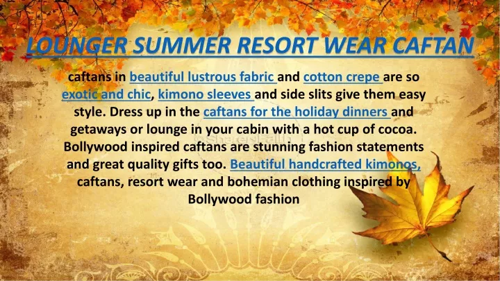 lounger summer resort wear caftan n.