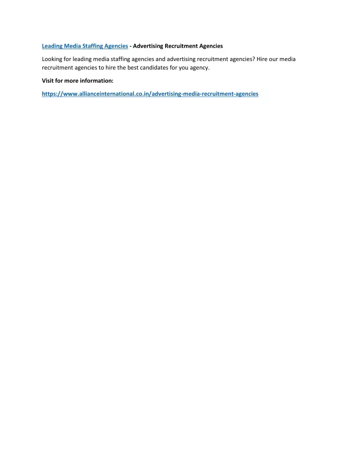 leading media staffing agencies advertising n.