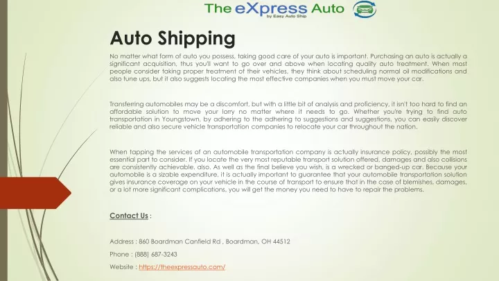 auto shipping n.