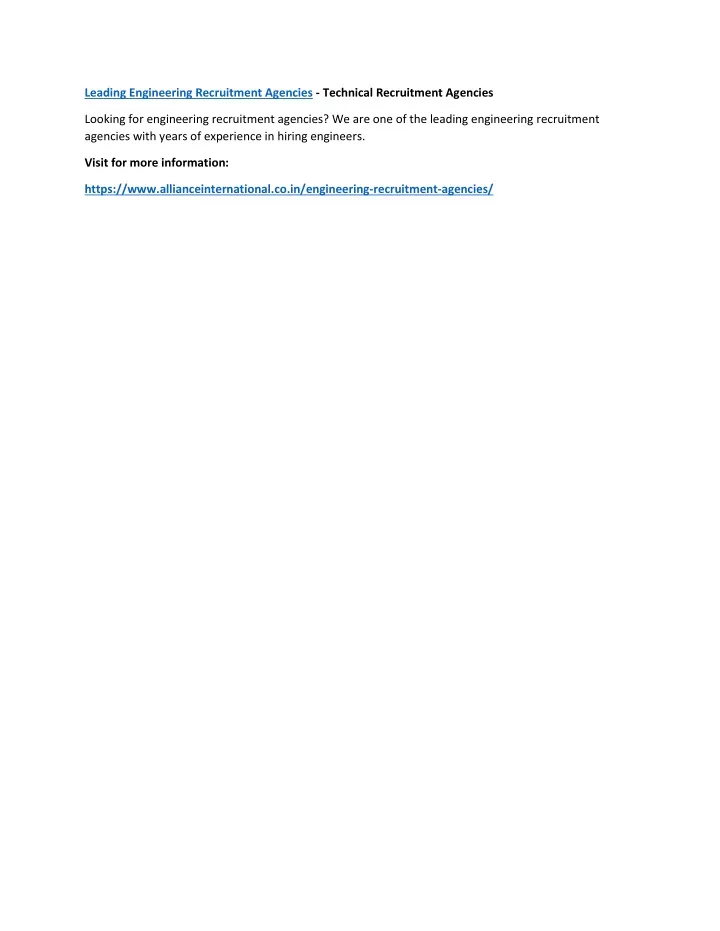 leading engineering recruitment agencies n.