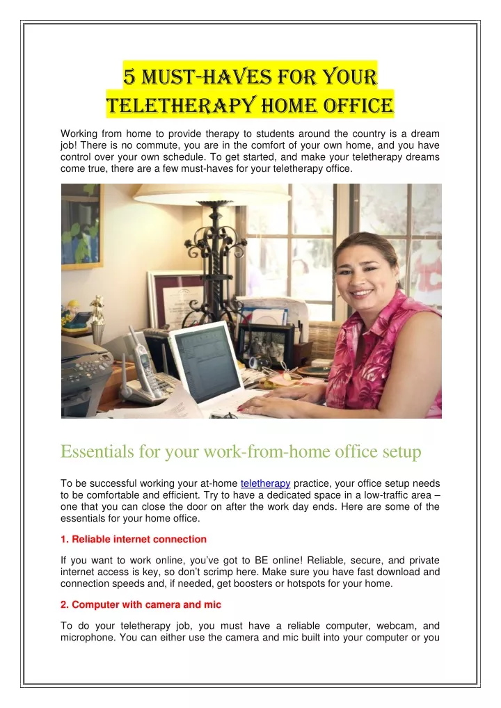 5 must haves for your teletherapy home office n.