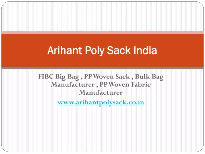 arihant poly sack india n.
