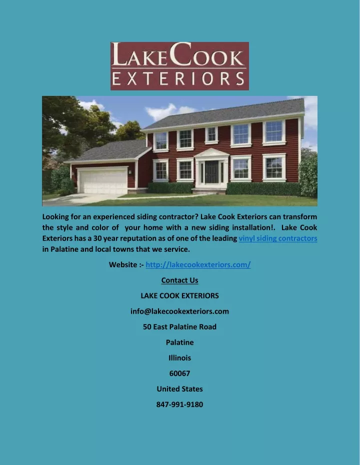 looking for an experienced siding contractor lake n.