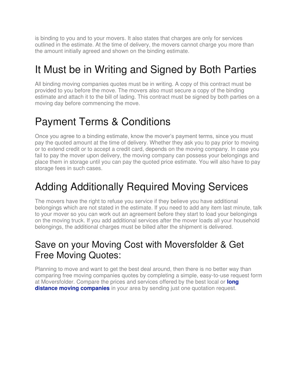 PPT Moving Companies Quotes Rules for Binding Estimate Explained