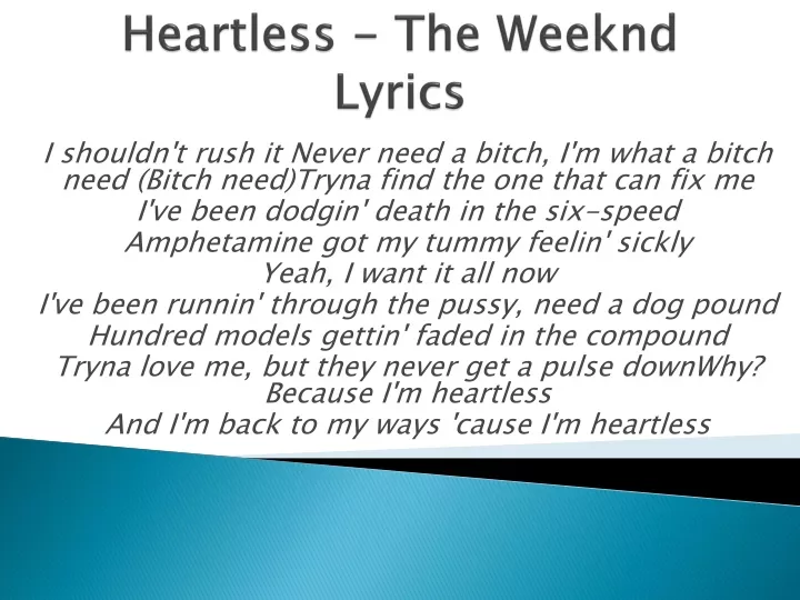 heartless the weeknd lyrics n.
