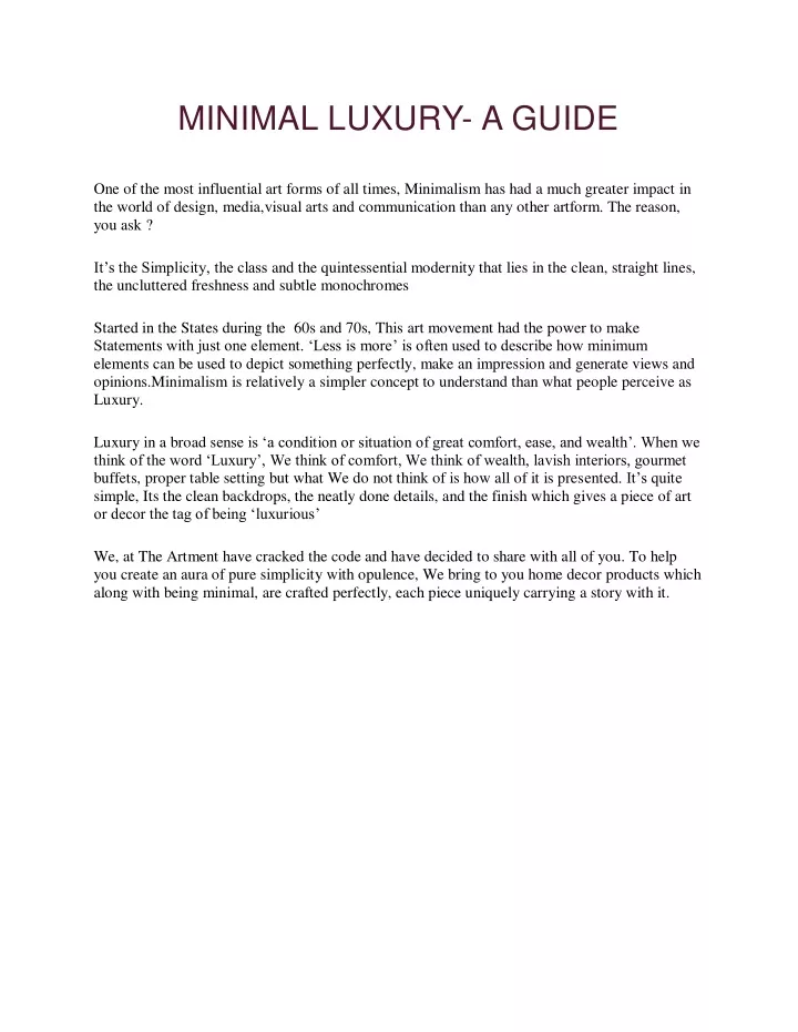 minimal luxury a guide one of the most n.