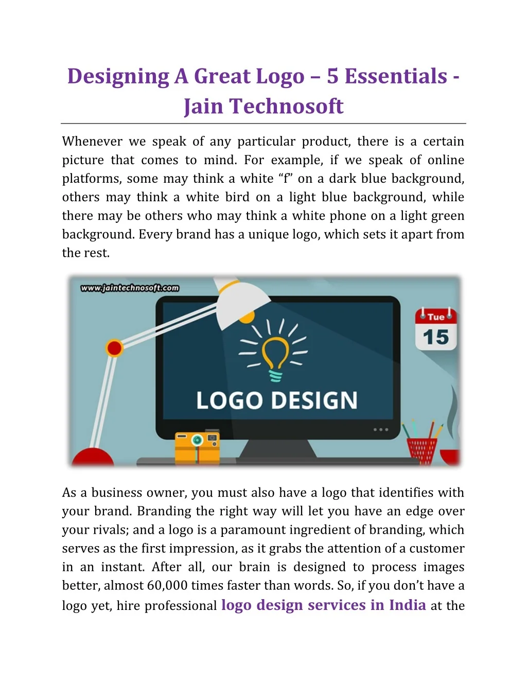 PPT - Designing A Great Logo – 5 Essentials - Jain Technosoft ...