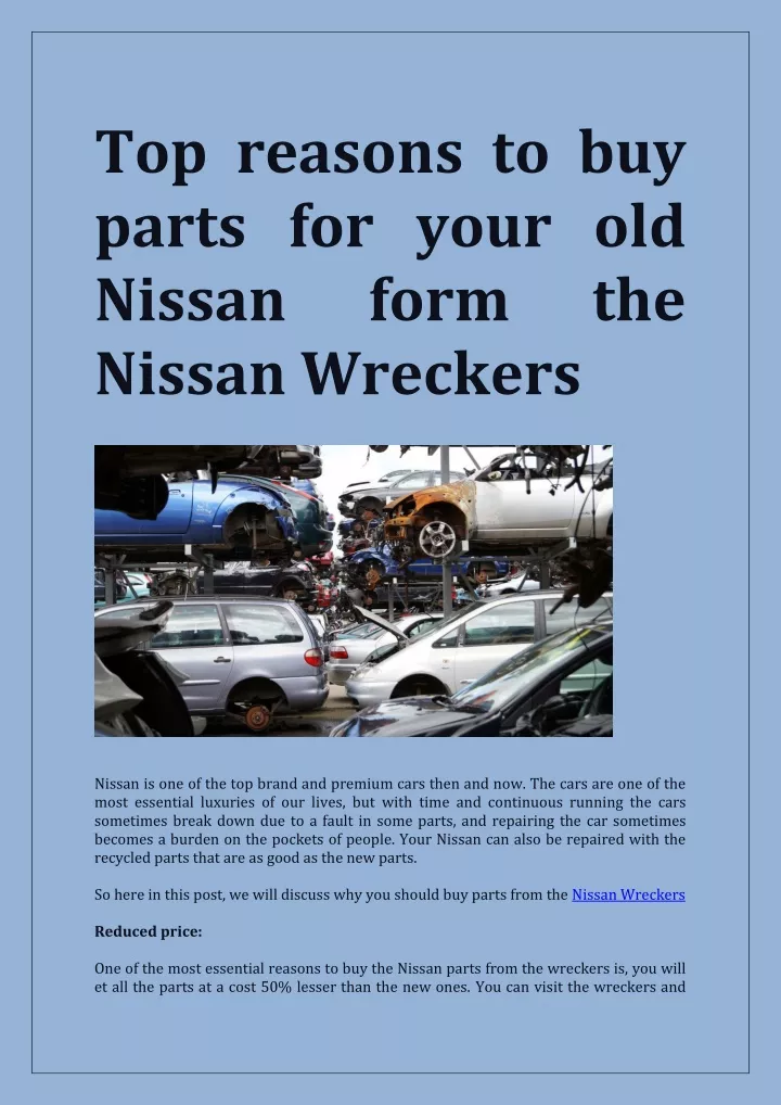 top reasons to buy parts for your old nissan form n.