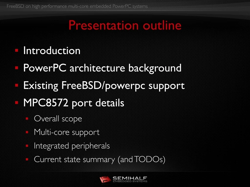 PPT - FreeBSD on High Performance Multi-core Embedded PowerPC Systems ...