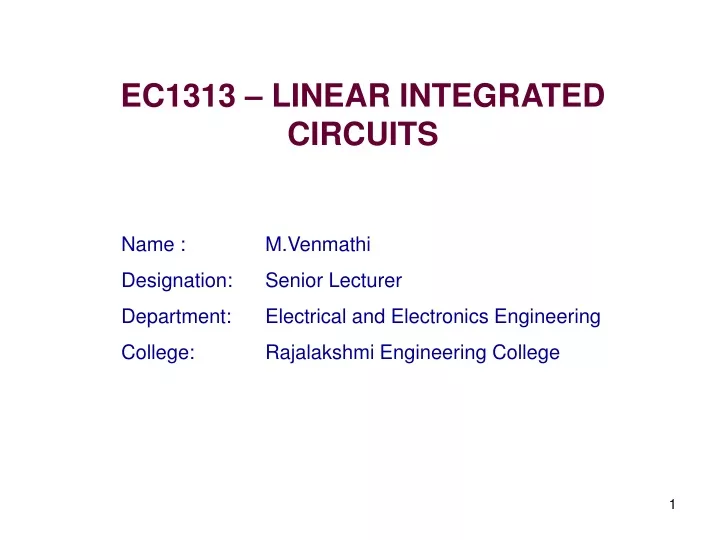 ec1313 linear integrated circuits n.