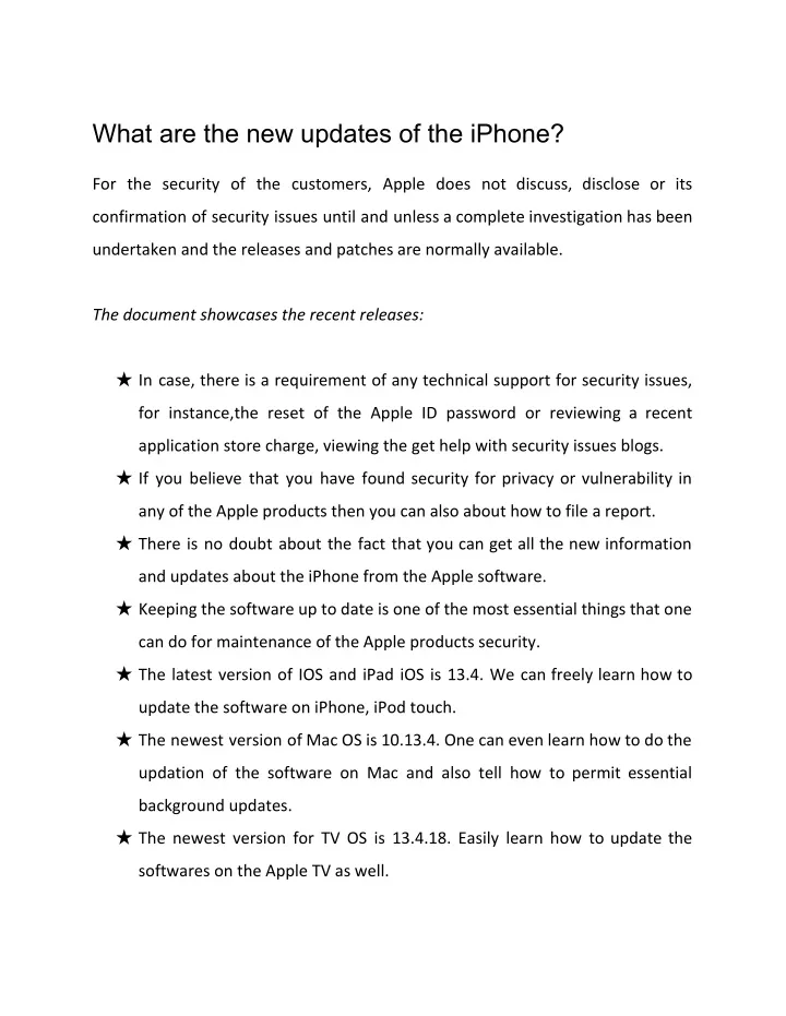 what are the new updates of the iphone n.