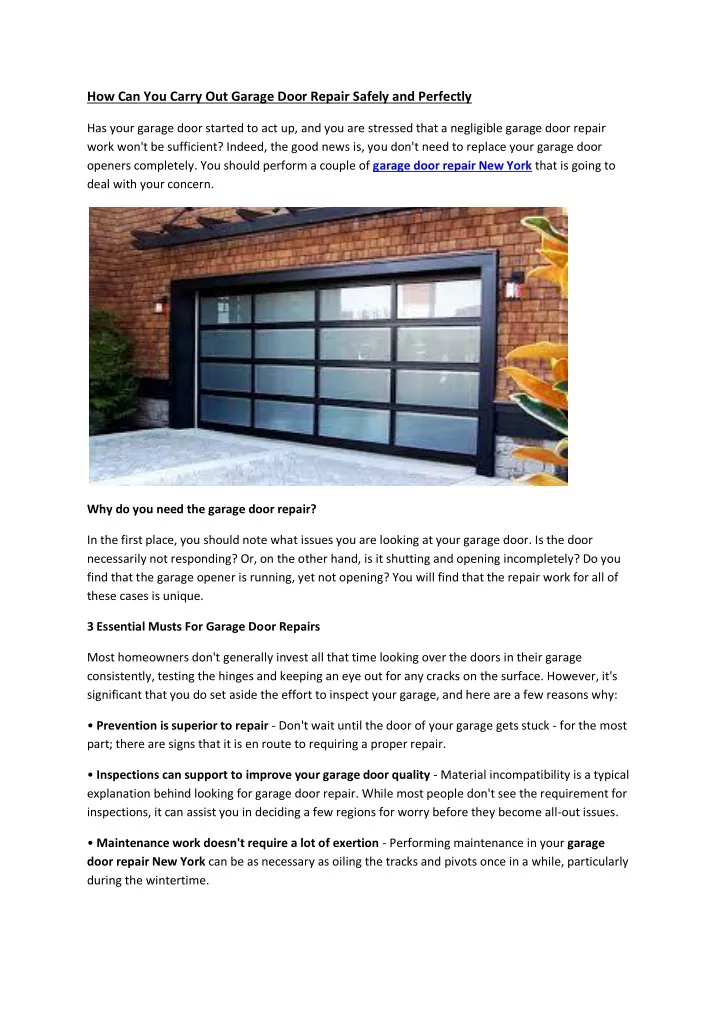 how can you carry out garage door repair safely n.