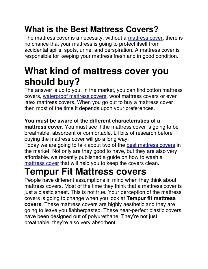 what is the best mattress covers the mattress n.