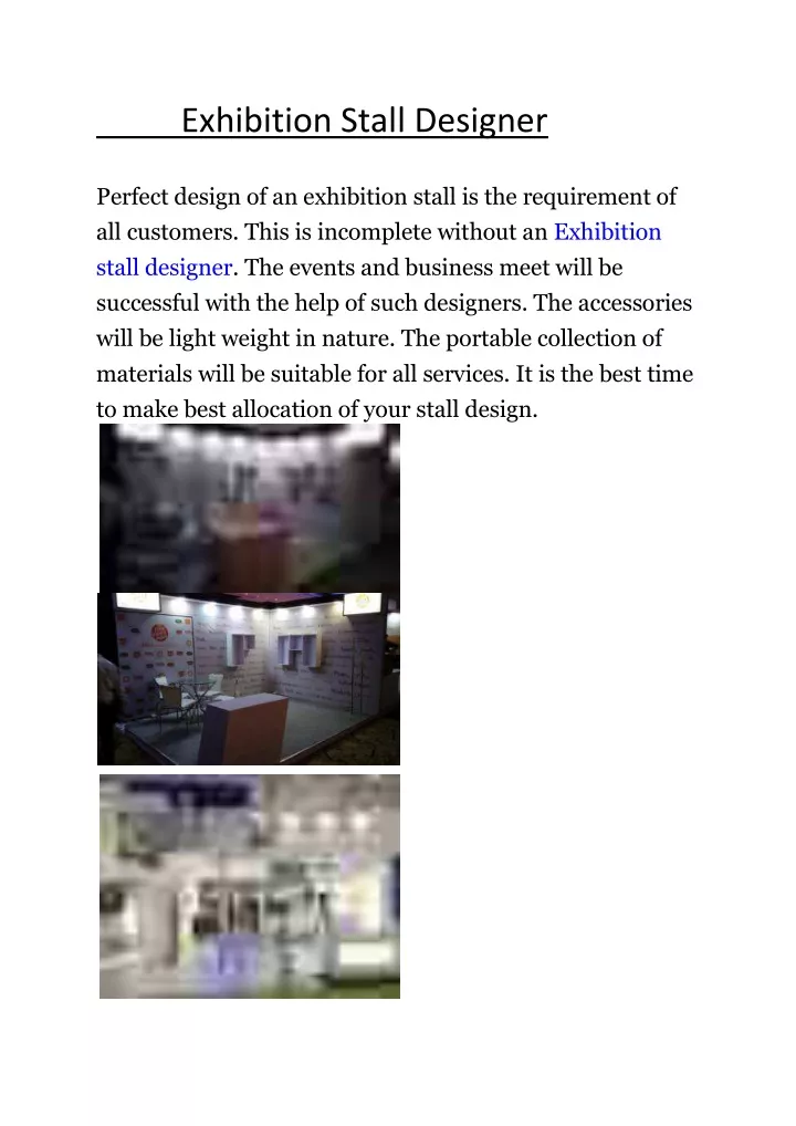 exhibition stall designer n.
