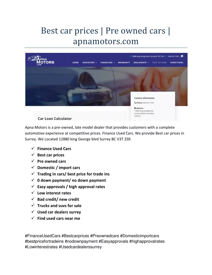 best car prices pre owned cars apnamotors com n.