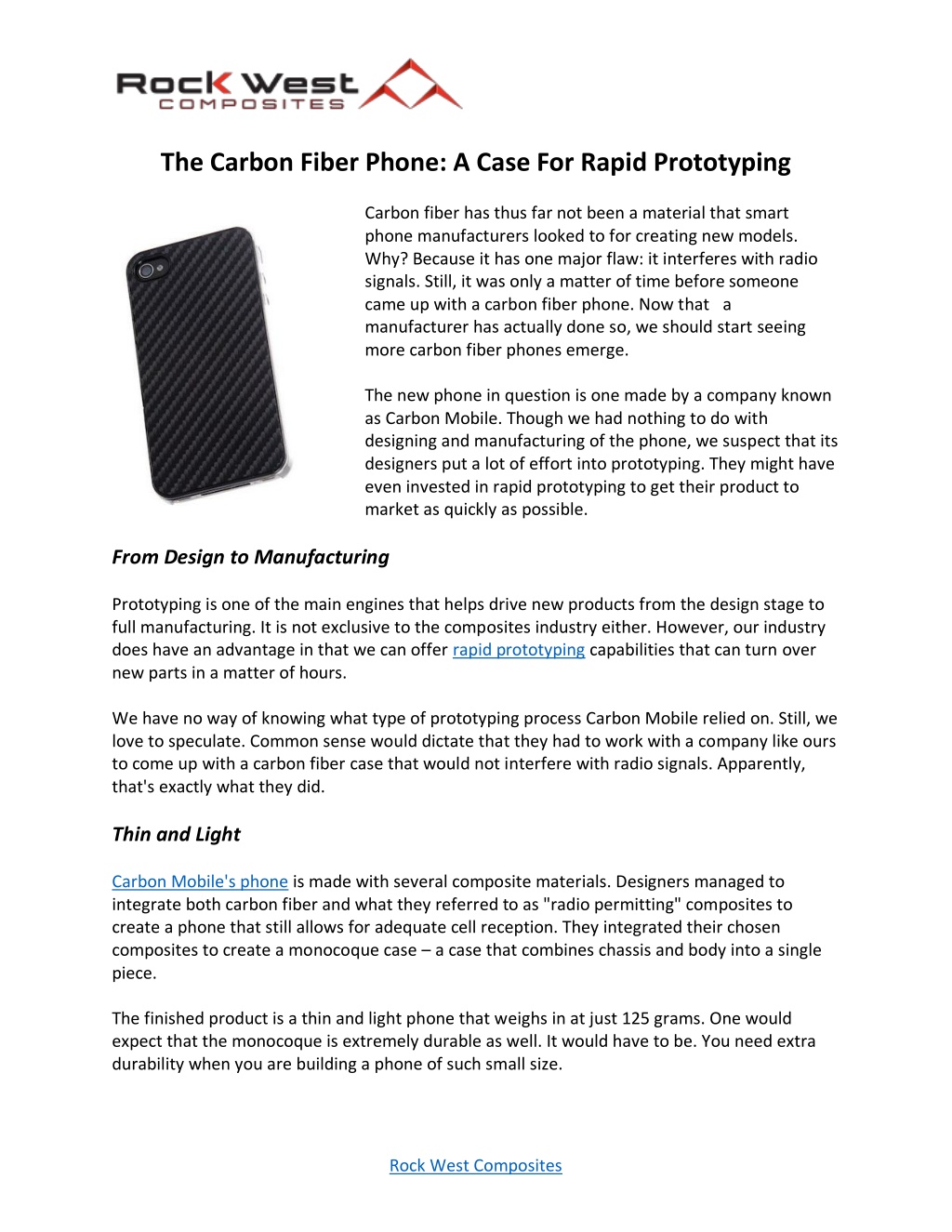 PPT - The Carbon Fiber Phone: A Case For Rapid Prototyping PowerPoint ...