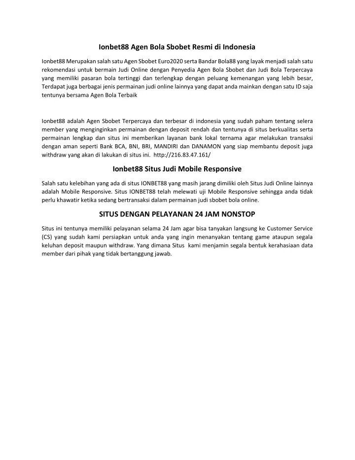 ionbet88 agen bola sbobet resmi di indonesia n.