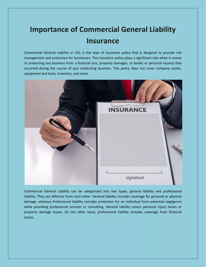 importance of commercial general liability n.