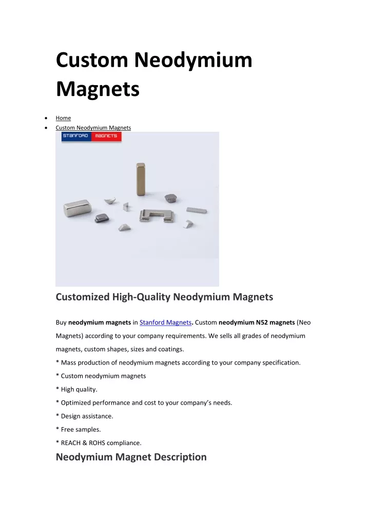 custom neodymium magnets n.