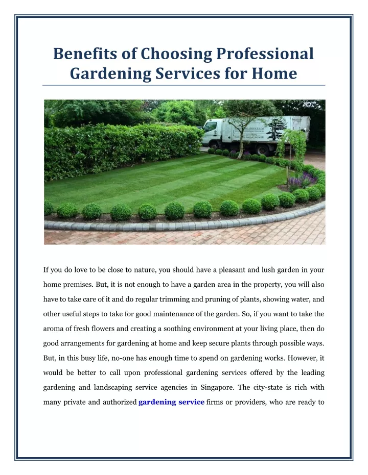 benefits of choosing professional gardening n.