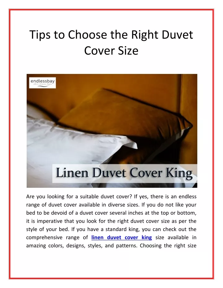 tips to choose the right duvet cover size n.