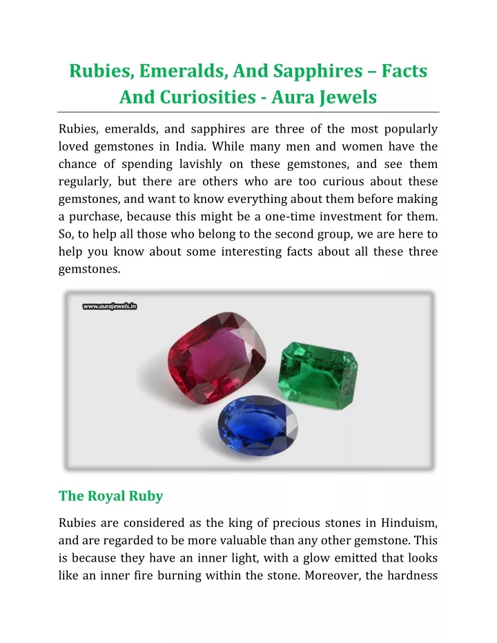 rubies emeralds and sapphires facts n.