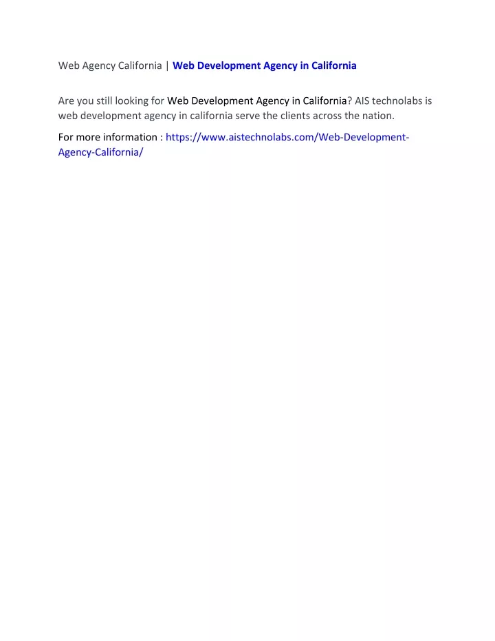 web agency california web development agency n.