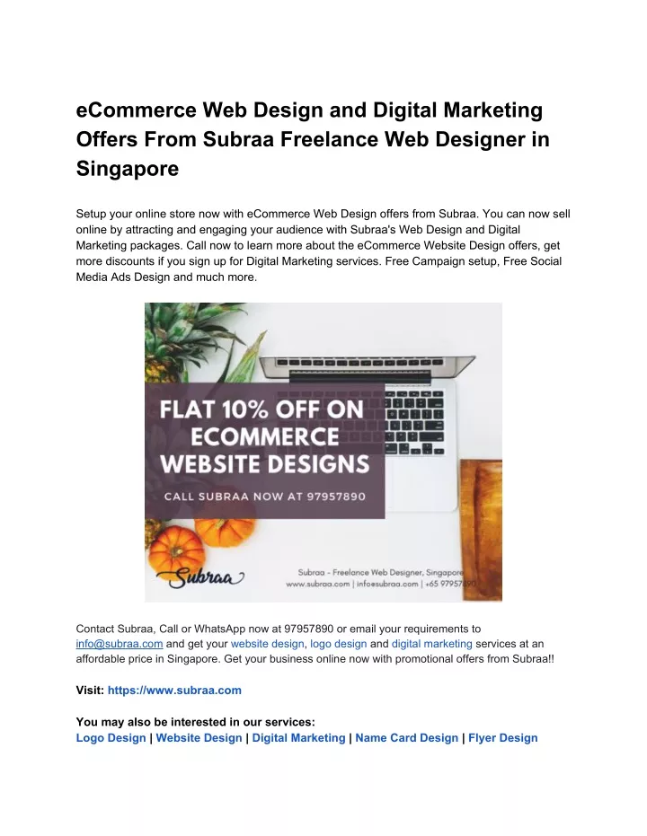 ecommerce web design and digital marketing offers n.