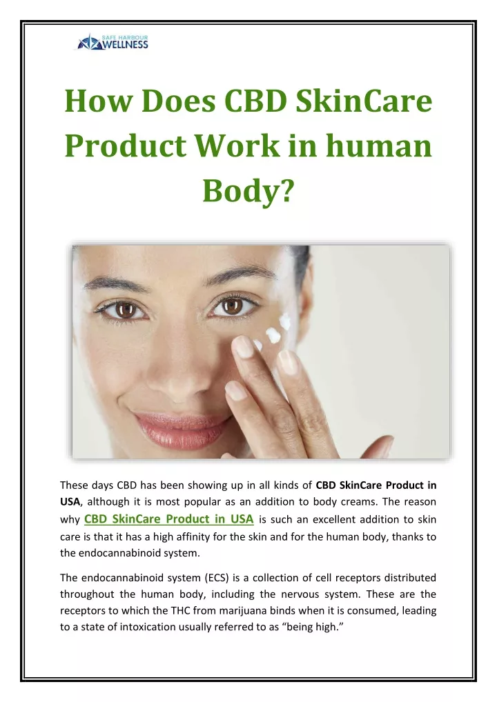 how does cbd skincare product work in human body n.