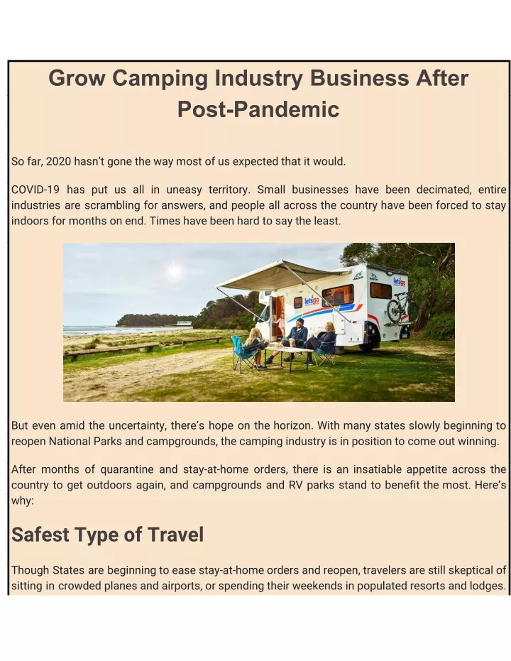 grow camping industry business after post pandemic n.