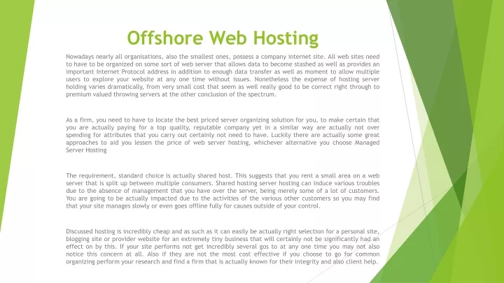offshore web hosting n.
