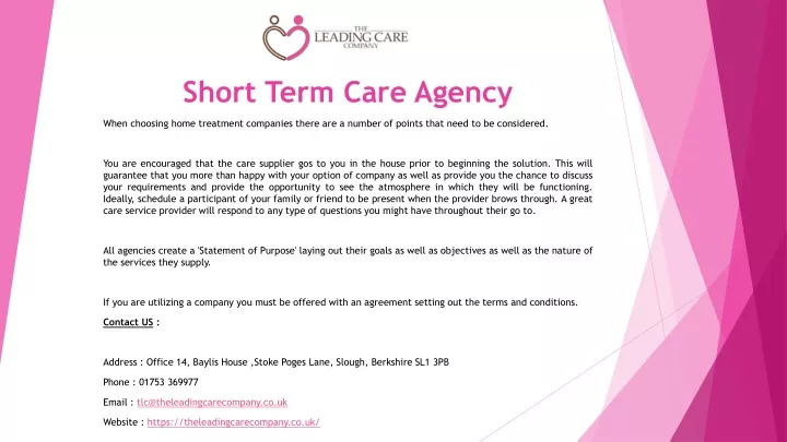 short term care agency n.
