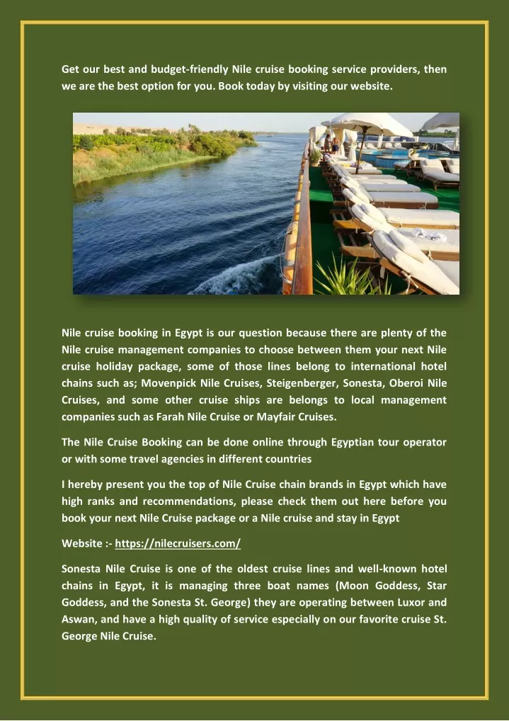 get our best and budget friendly nile cruise n.