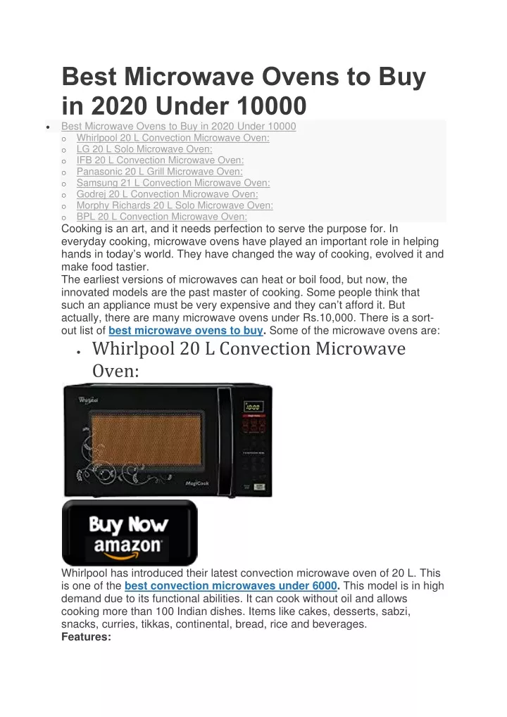best microwave ovens to buy in 2020 under 10000 n.