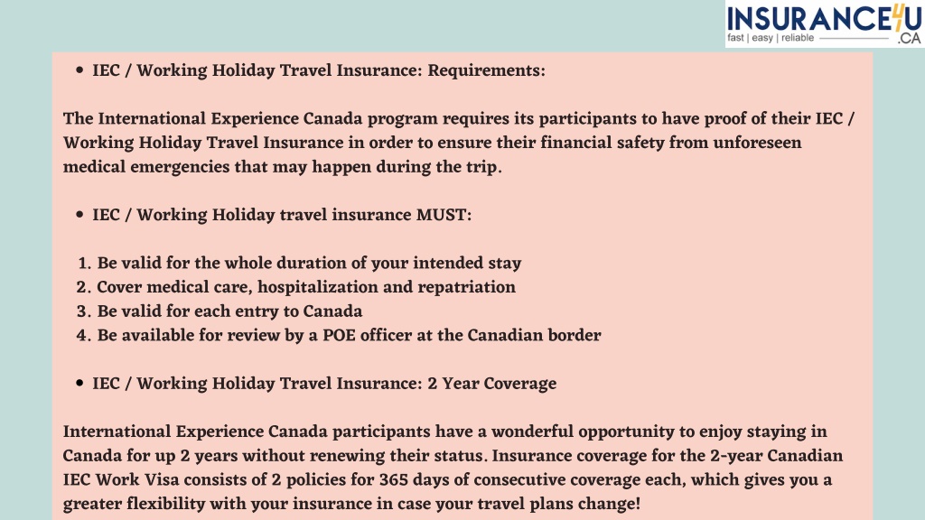 iec canada travel insurance requirements
