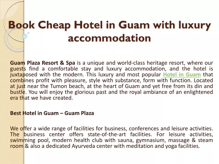 book cheap hotel in guam with luxury accommodation n.