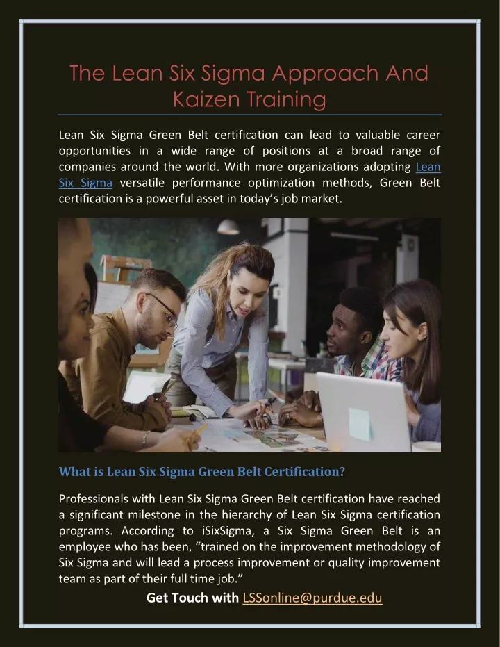 the lean six sigma approach and kaizen training n.