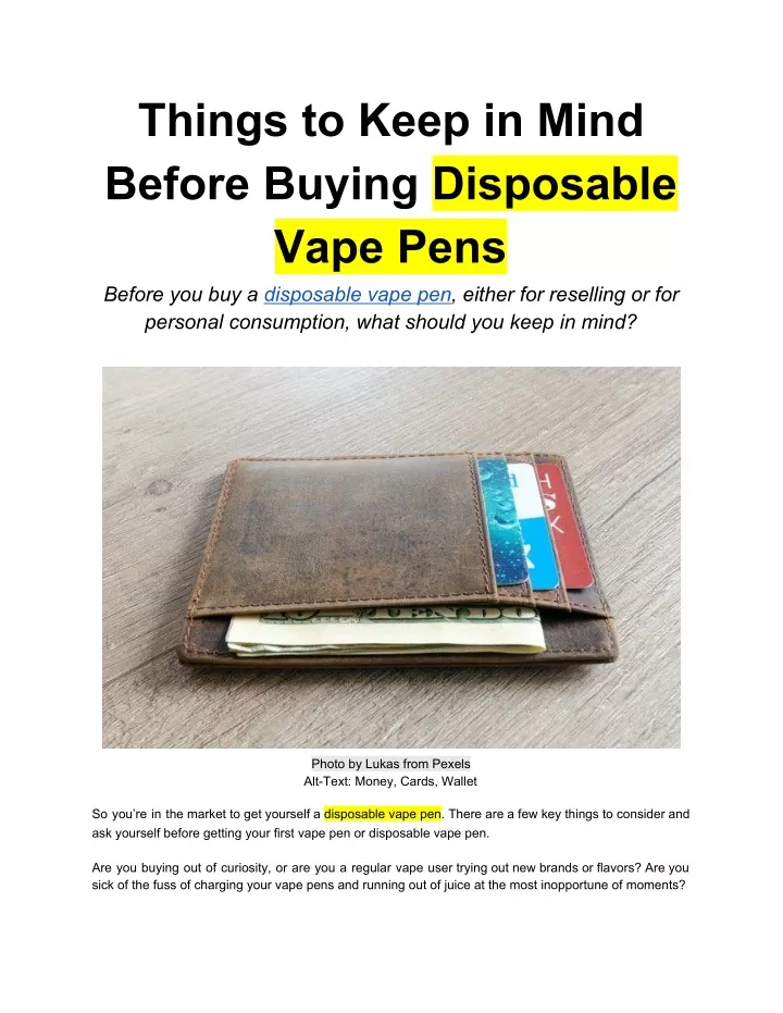 things to keep in mind before buying disposable n.