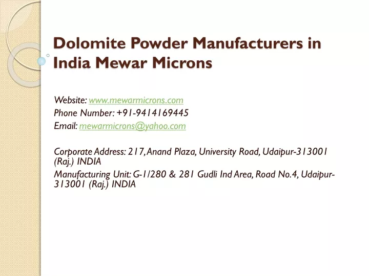 dolomite powder manufacturers in india mewar microns n.