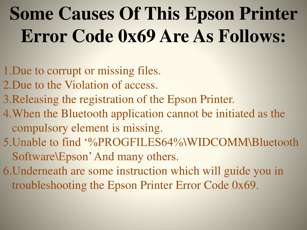 Ppt Troubleshoot Epson Printer Error Code 0x69 Powerpoint Presentation Id9986669 9549