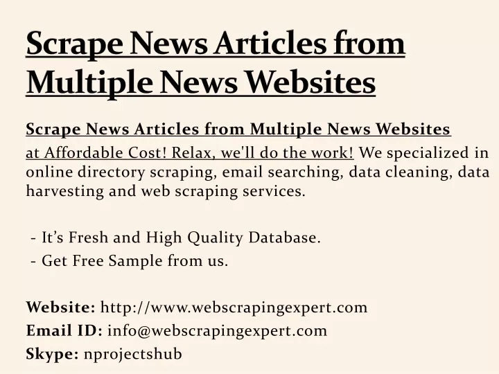 scrape news articles from multiple news websites n.