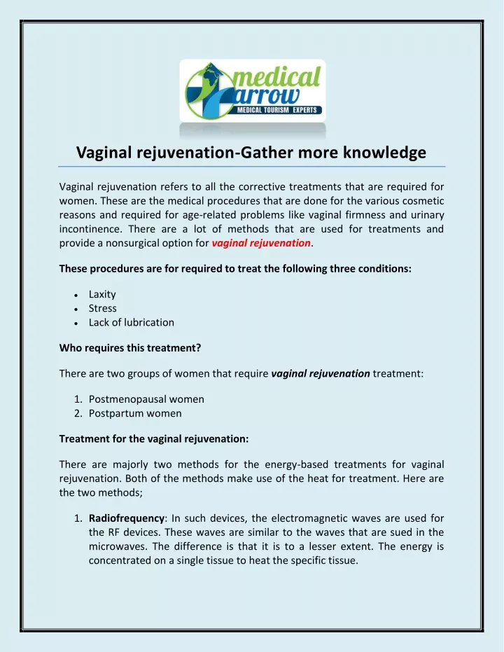 vaginal rejuvenation gather more knowledge n.