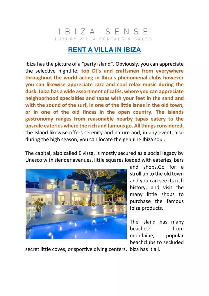 rent a villa in ibiza n.